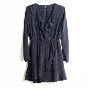 XS EXPRESS Ruffle Fit And Flare Mini Dress Black